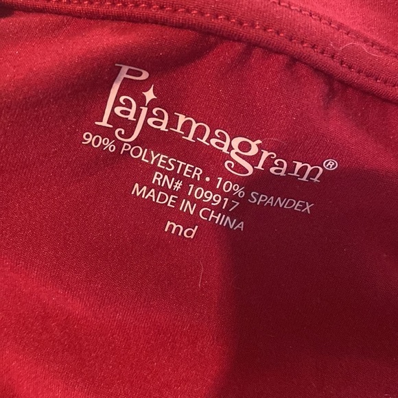 Pajama Gram short sleeve, long pants, two piece pajama set, dark red sz M - Picture 2 of 3